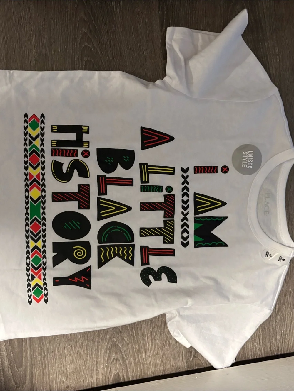 The Children's Place White Tee with Colorful 'Little Black History' Graphic